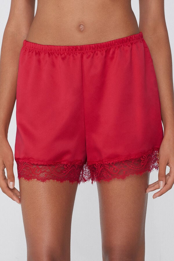 Tezenis Pantalón Corto de Raso y Encaje