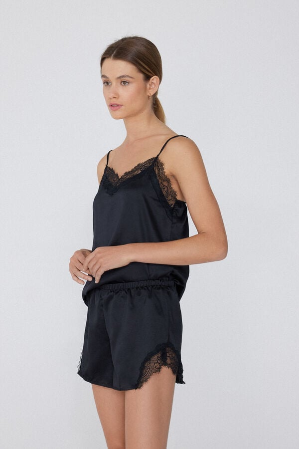 Tezenis Pantalón Corto De Raso Y Encaje