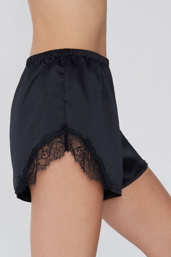 Tezenis Pantalón Corto De Raso Y Encaje
