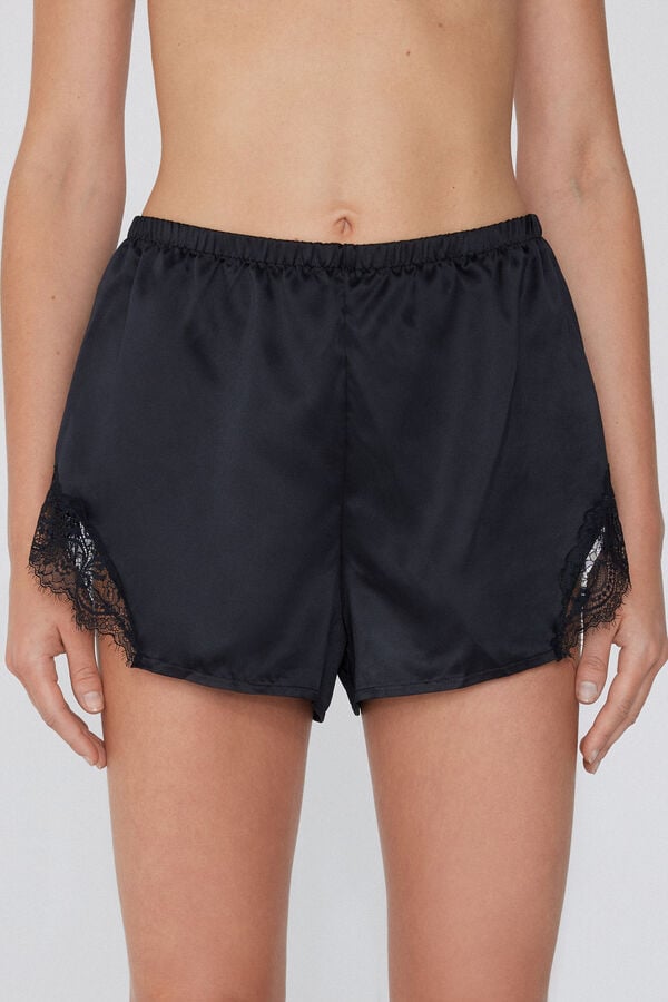 Tezenis Pantalón Corto de Raso y Encaje