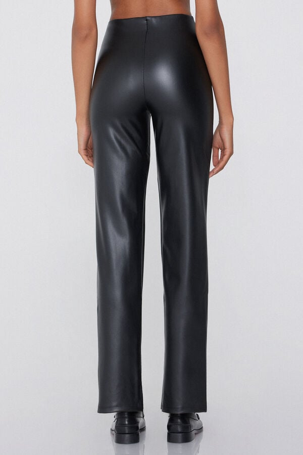 Tezenis Pantalón Largo Cintura Alta Efecto Piel