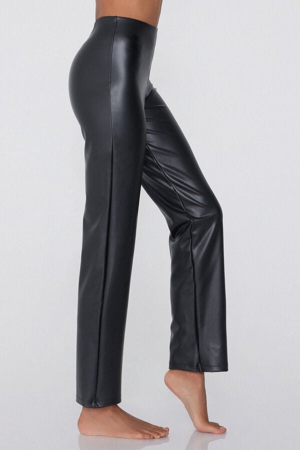 Tezenis Pantalón Largo Cintura Alta Efecto Piel