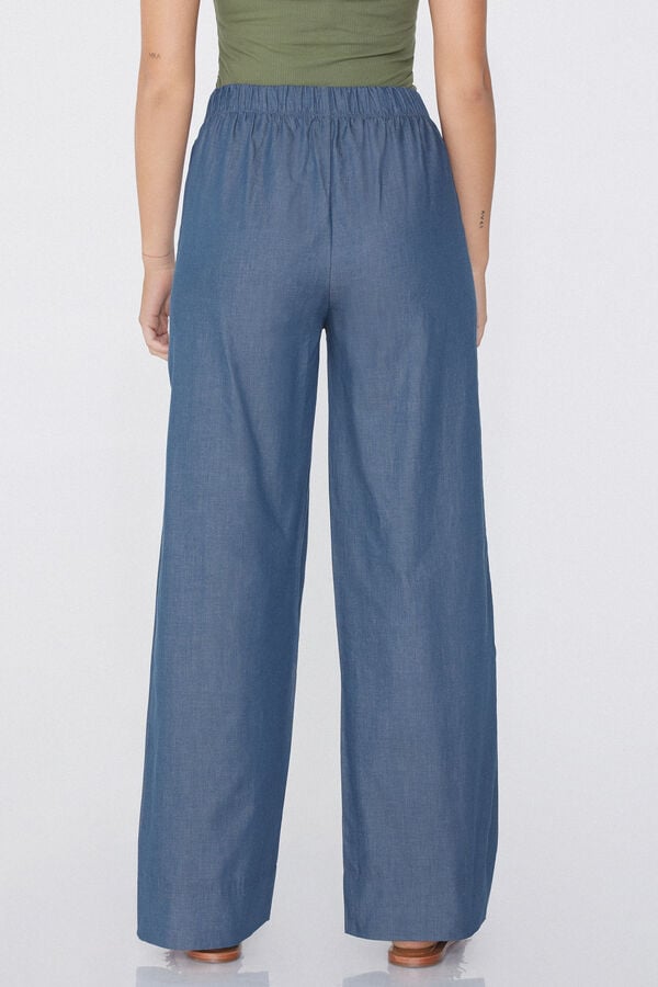 Tezenis Pantalón Palazzo De Tela Efecto Denim