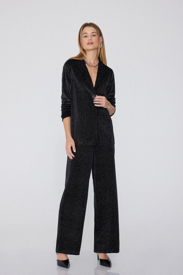 Tezenis Pantalón Palazzo Terciopelo Brillo