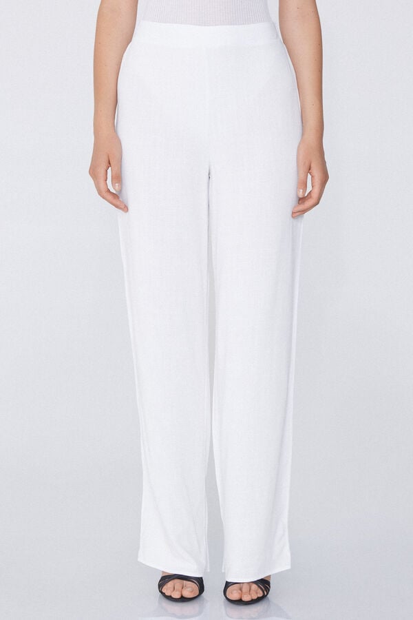 Tezenis Pantalones Palazzo de Tela Cardada