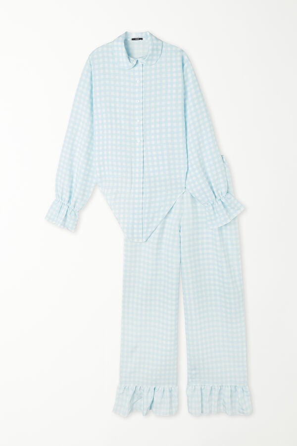 Tezenis Pijama Largo Abierto De Tela Con Volante