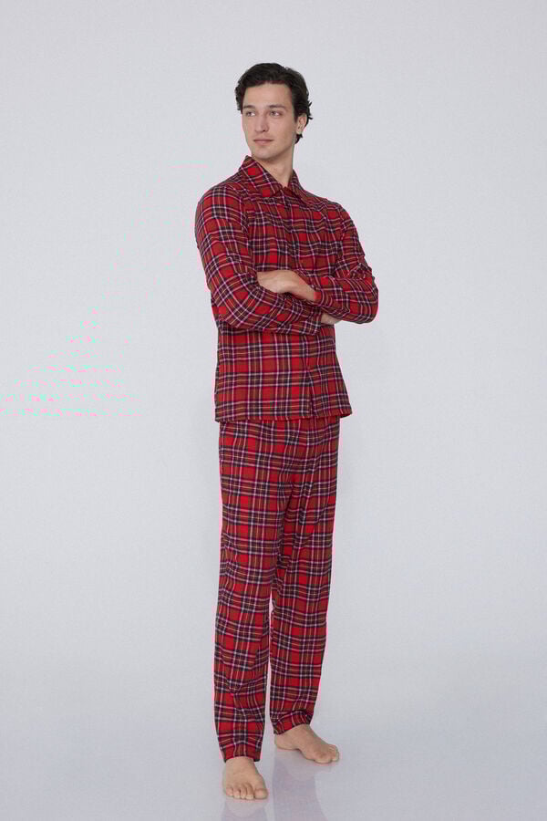 Tezenis Pijama Largo Abierto Franela Escocés