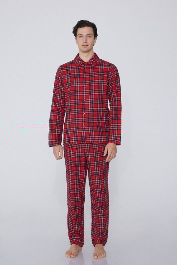 Tezenis Pijama Largo Abierto Franela Escocés
