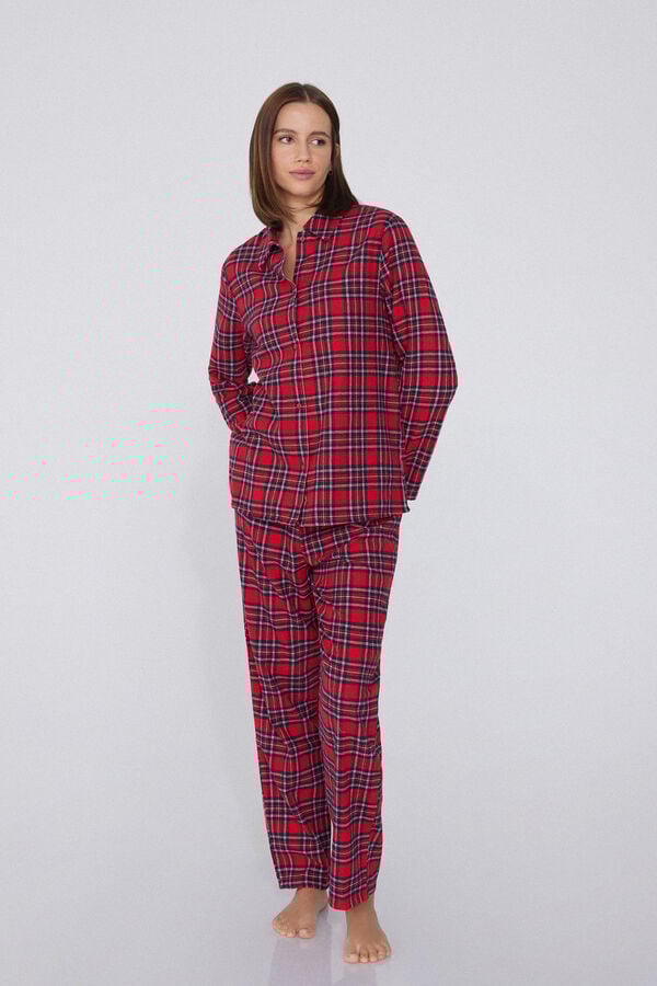 Tezenis Pijama Largo Abierto Franela Escocesa