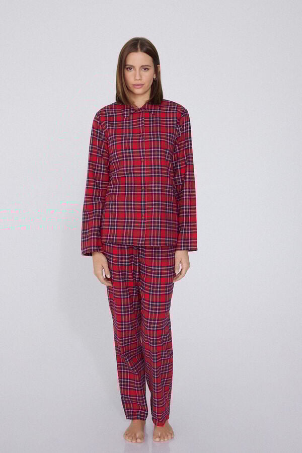 Tezenis Pijama Largo Abierto Franela Escocesa