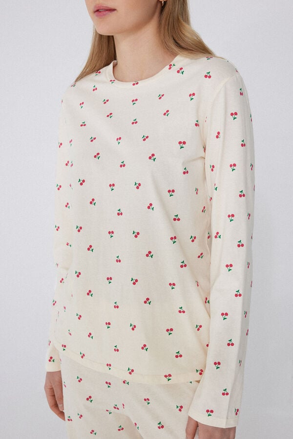 Tezenis Pijama Largo Algodón Estampado Cerezas
