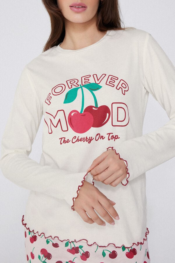 Tezenis Pijama Largo De Algodón Estampado Cerezas