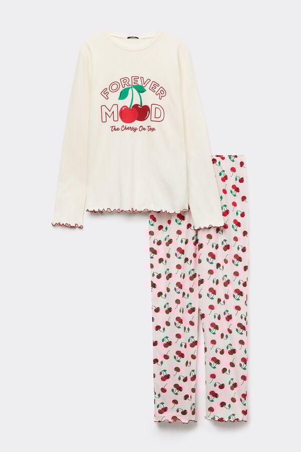 Tezenis Pijama Largo De Algodón Estampado Cerezas