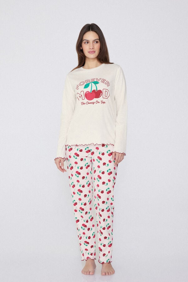 Tezenis Pijama Largo De Algodón Estampado Cerezas