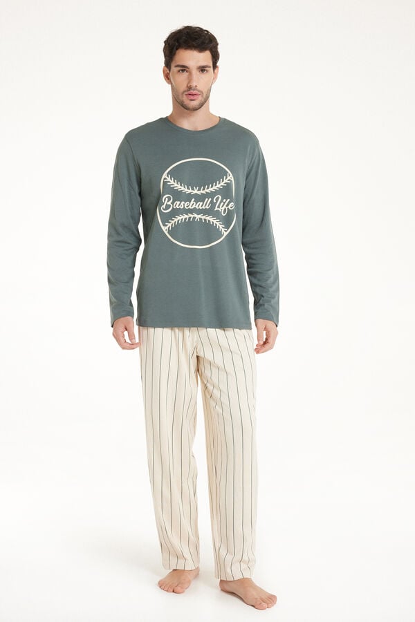 Tezenis Pijama Largo De Algodón Grueso Béisbol