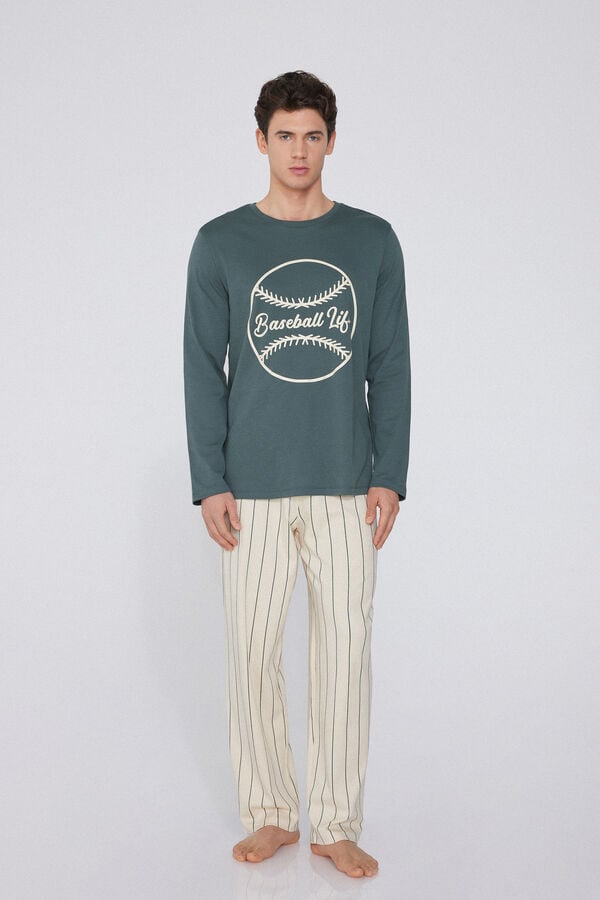 Tezenis Pijama Largo de Algodón Grueso Béisbol