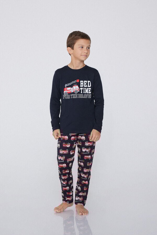 Tezenis Pijama Largo De Algodón Grueso Bomberos
