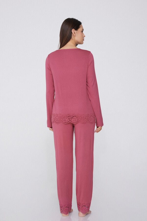 Tezenis Pijama Largo De Viscosa Con Encaje