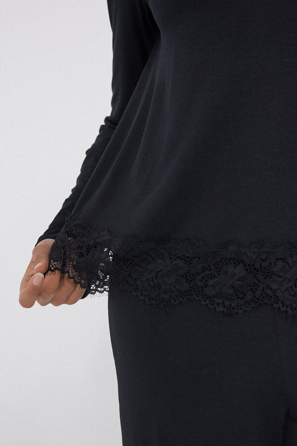 Tezenis Pijama Largo De Viscosa Con Encaje