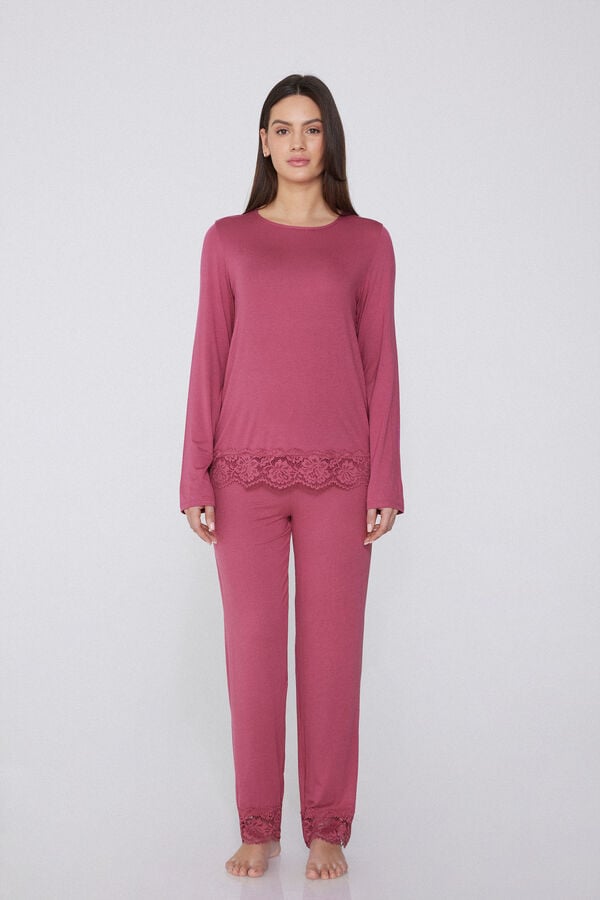 Tezenis Pijama Largo de Viscosa con Encaje