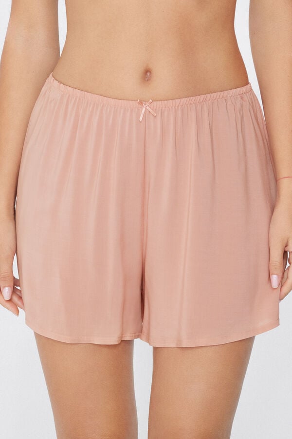 Tezenis Short de Tela de Viscosa de Color Liso