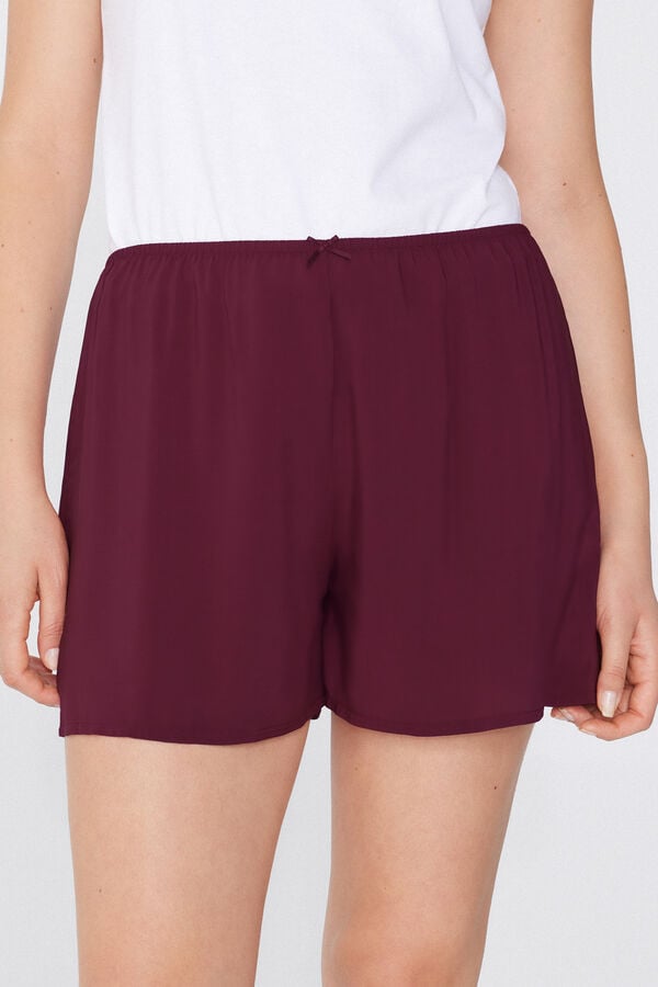 Tezenis Short de Tela de Viscosa de Color Liso