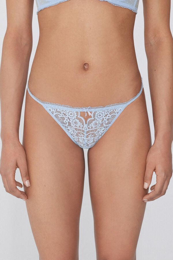 Tezenis Tanga con Tira Lateral Fina Lace Bliss