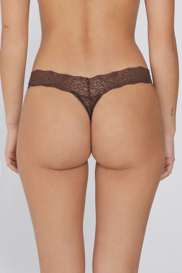 Tezenis Tanga De Cintura Alta Con Encaje Reciclado