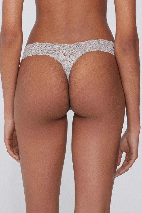 Tezenis Tanga De Cintura Alta Con Encaje Reciclado