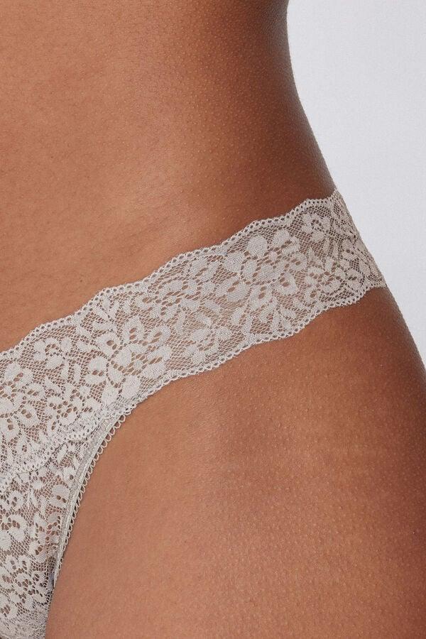 Tezenis Tanga De Cintura Alta Con Encaje Reciclado