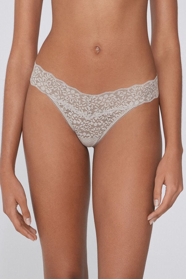 Tezenis Tanga de cintura alta con encaje reciclado
