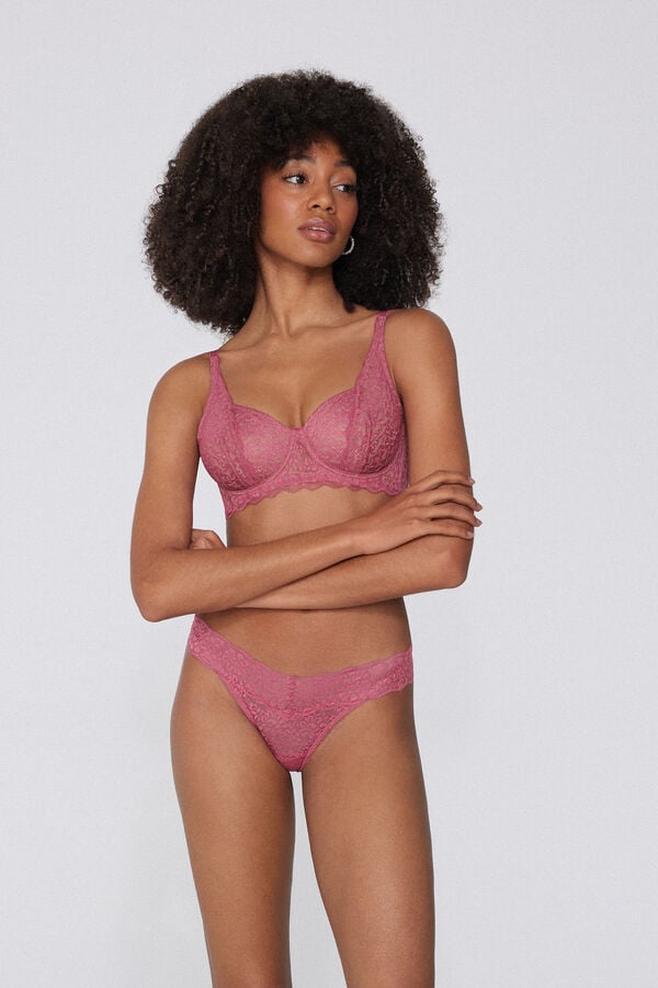 Tezenis Tanga De Cintura Alta Con Encaje Reciclado