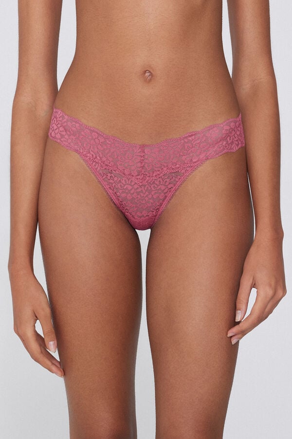Tezenis Tanga de cintura alta con encaje reciclado