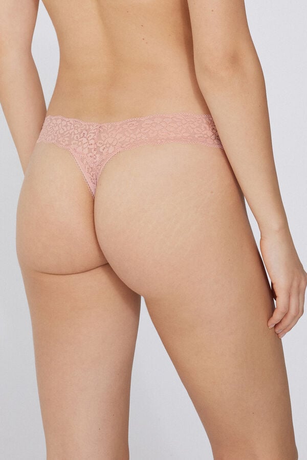 Tezenis Tanga De Cintura Alta Con Encaje Reciclado