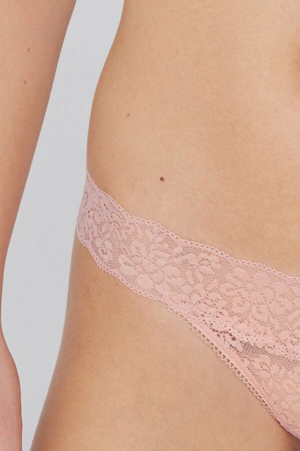 Tezenis Tanga De Cintura Alta Con Encaje Reciclado