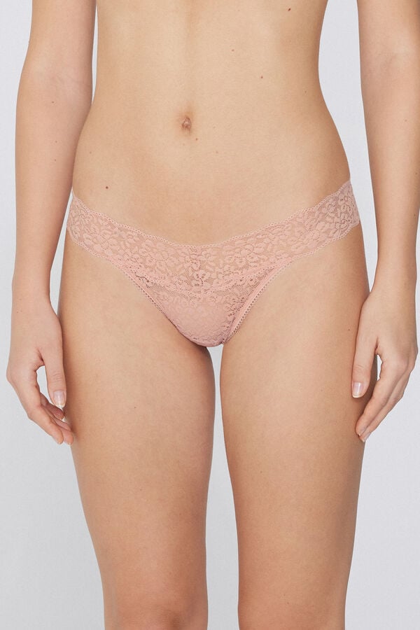 Tezenis Tanga de cintura alta con encaje reciclado