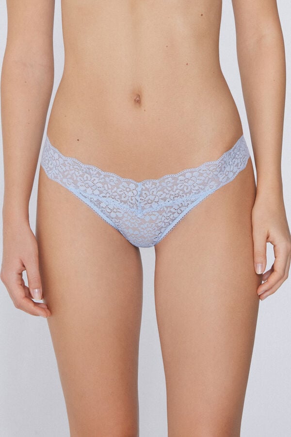 Tezenis Tanga de cintura alta con encaje reciclado