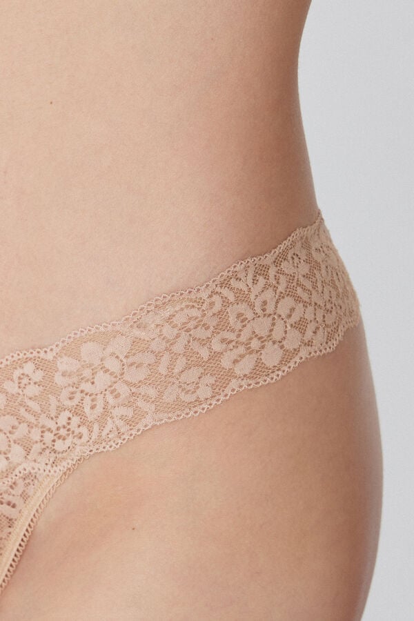 Tezenis Tanga De Cintura Alta Con Encaje Reciclado