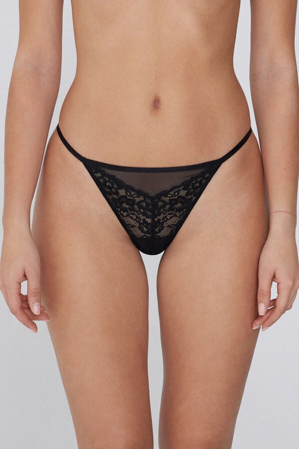 Tezenis Tanga de Encaje con Tira Lateral