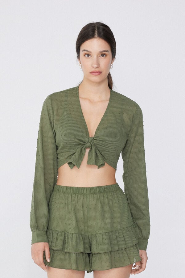 Tezenis Top Corto Cruzado de Manga Larga de Tela