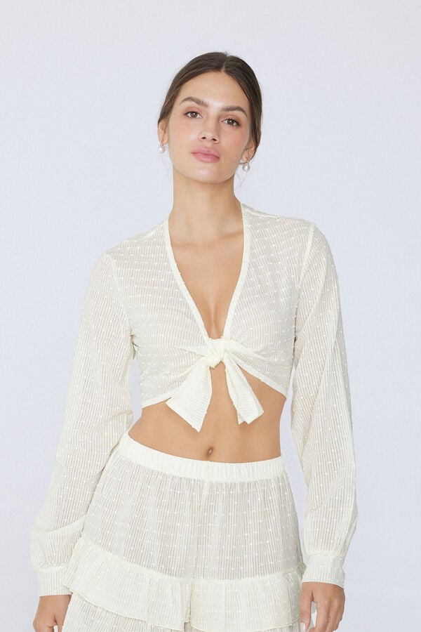 Tezenis Top Corto Cruzado de Manga Larga de Tela