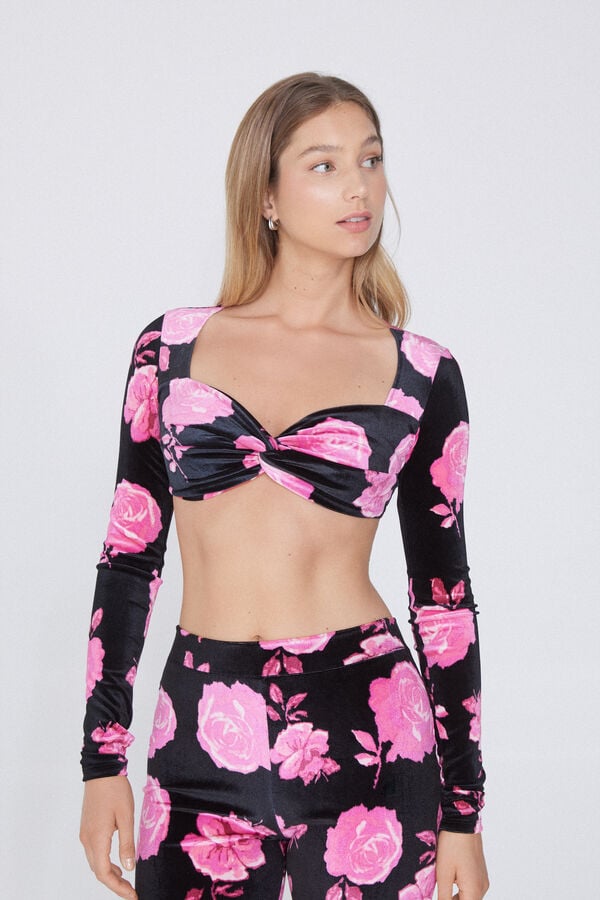 Tezenis Top Corto Manga Larga Terciopelo Estampado