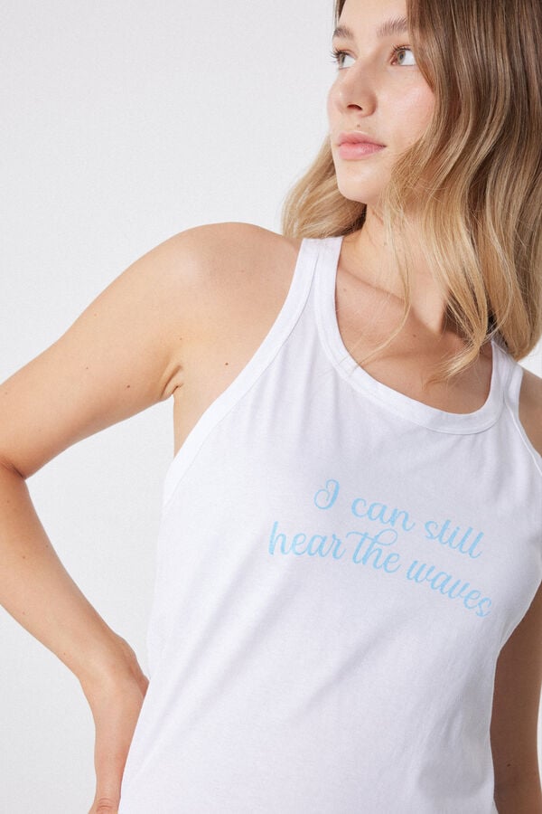 Tezenis Top Corto De Algodón Con Estampado Y Punto Festoneado