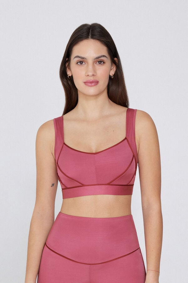 Tezenis Top Corto Deportivo de Microfibra con Ribetes