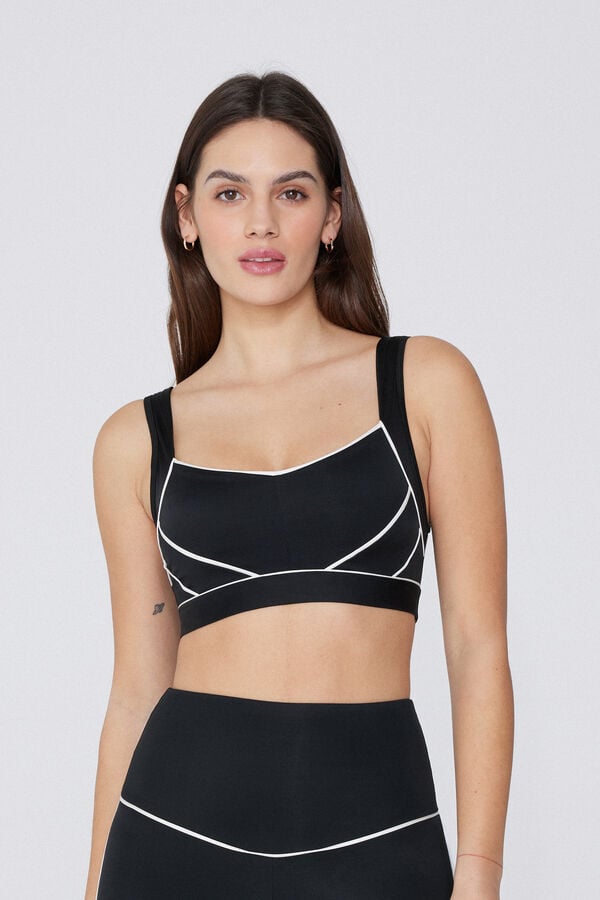 Tezenis Top Corto Deportivo de Microfibra con Ribetes