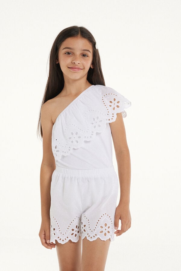 Tezenis Top De Hombro Descubierto De Algodón Con Volante Sangallo