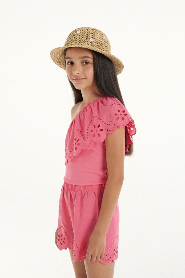 Tezenis Top De Hombro Descubierto De Algodón Con Volante Sangallo