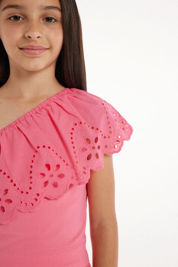 Tezenis Top De Hombro Descubierto De Algodón Con Volante Sangallo