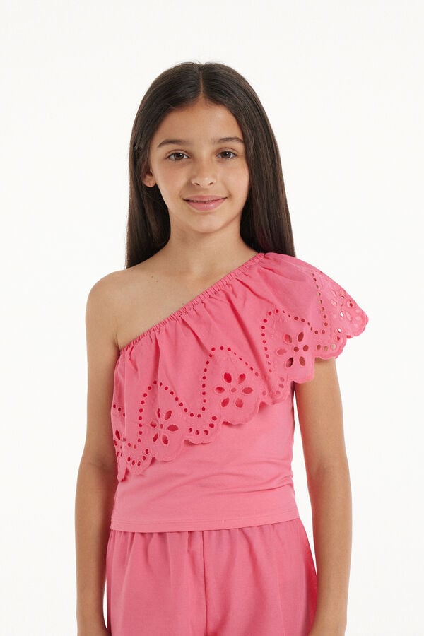 Tezenis Top De Hombro Descubierto De Algodón Con Volante Sangallo