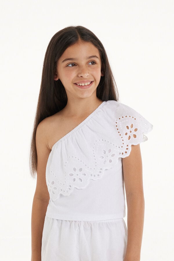 Tezenis Top De Hombro Descubierto De Algodón Con Volante Sangallo